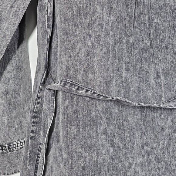 Rails Ames Black Acid Wash Shirt Dress Long Sleeve‎ Knee Length Tie Linen XS - Picture 7 of 16